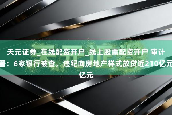 天元证券_在线配资开户_线上股票配资开户 审计署:6家银行被查,违纪向房地产样式放贷近210亿元