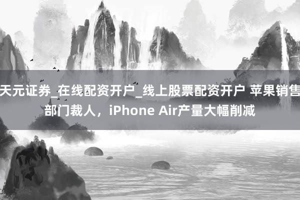 天元证券_在线配资开户_线上股票配资开户 苹果销售部门裁人，iPhone Air产量大幅削减
