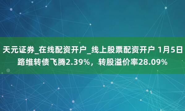 天元证券_在线配资开户_线上股票配资开户 1月5日路维转债飞腾2.39%，转股溢价率28.09%