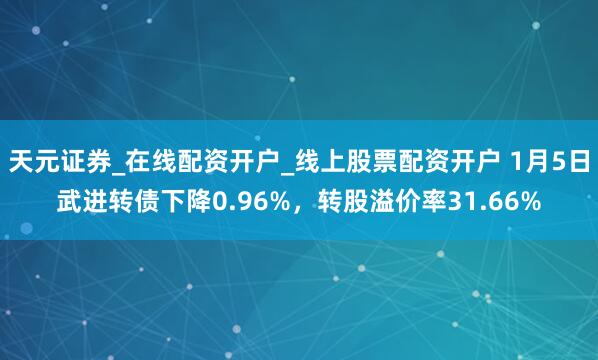 天元证券_在线配资开户_线上股票配资开户 1月5日武进转债下降0.96%，转股溢价率31.66%
