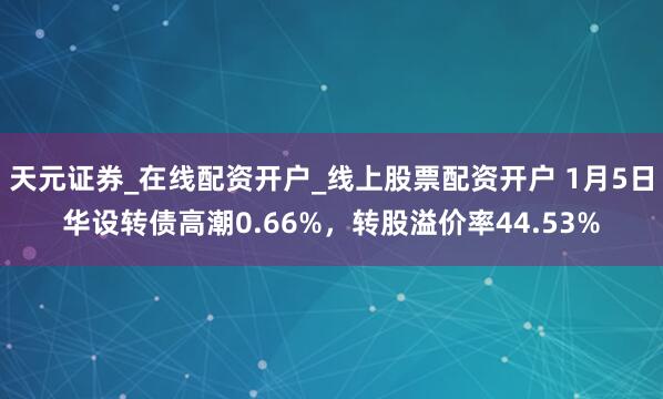 天元证券_在线配资开户_线上股票配资开户 1月5日华设转债高潮0.66%,转股溢价率44.53%