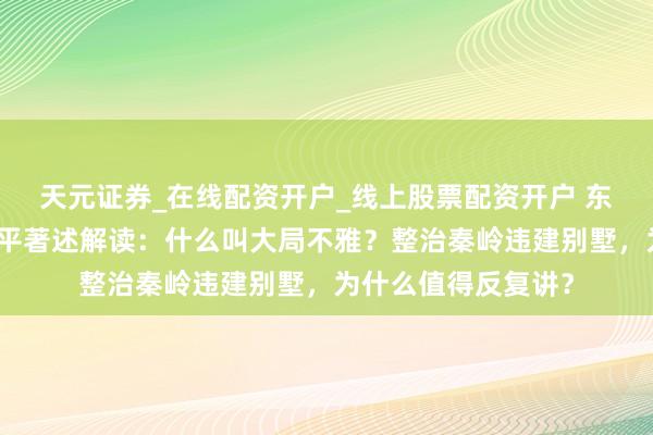 天元证券_在线配资开户_线上股票配资开户 东谈主民日报头版任平著述解读：什么叫大局不雅？整治秦岭违建别墅，为什么值得反复讲？