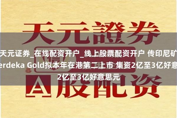 天元证券_在线配资开户_线上股票配资开户 传印尼矿商Merdeka Gold拟本年在港第二上市 集资2亿至3亿好意思元
