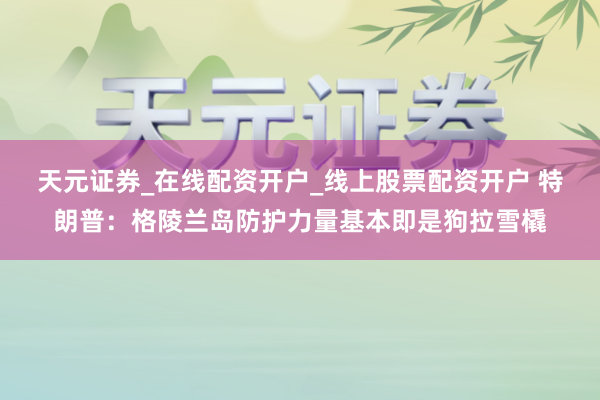天元证券_在线配资开户_线上股票配资开户 特朗普：格陵兰岛防护力量基本即是狗拉雪橇