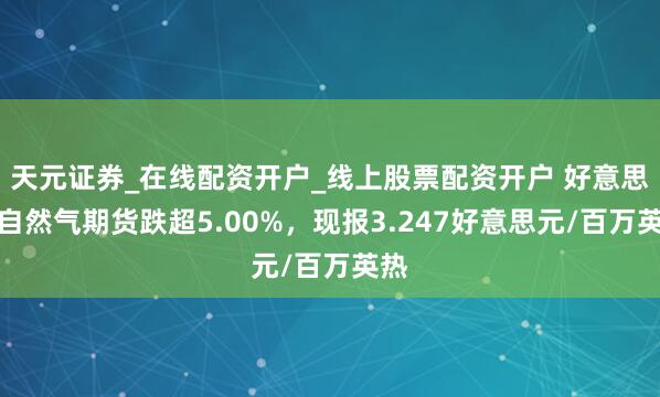 天元证券_在线配资开户_线上股票配资开户 好意思国自然气期货跌超5.00%，现报3.247好意思元/百万英热